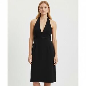 Amanda Smith Black Sleeveless Sheath Dress Ruffle Trim Cocktail Evening Wear